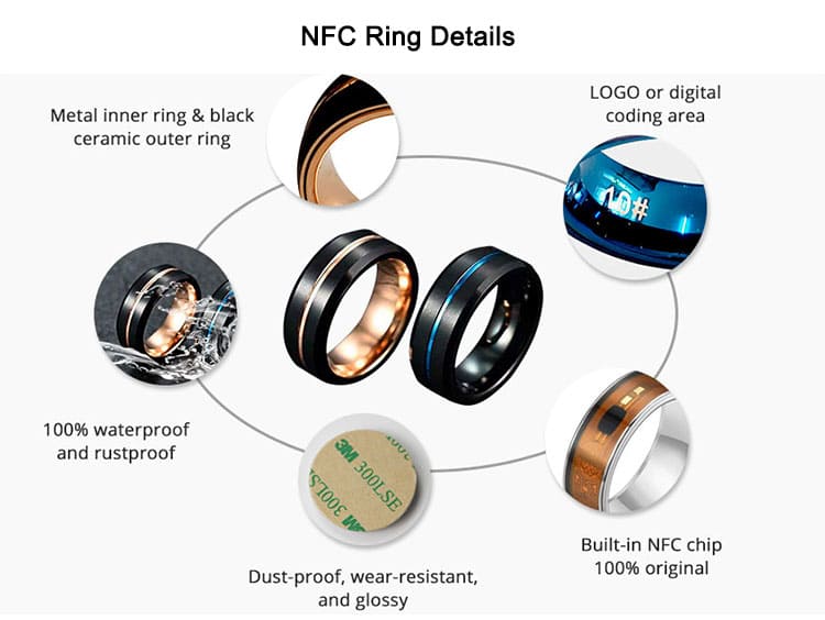 Custom Logo Car Key Ring Model 3 Ceramic Rfid Nfc Smart Ring For