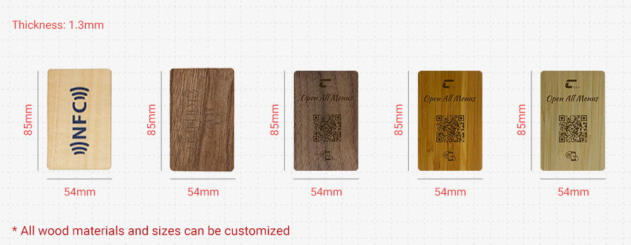 Wooden NFC smartcards size