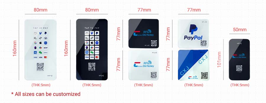 CXJ Acrylic QR Code NFC Tag Size