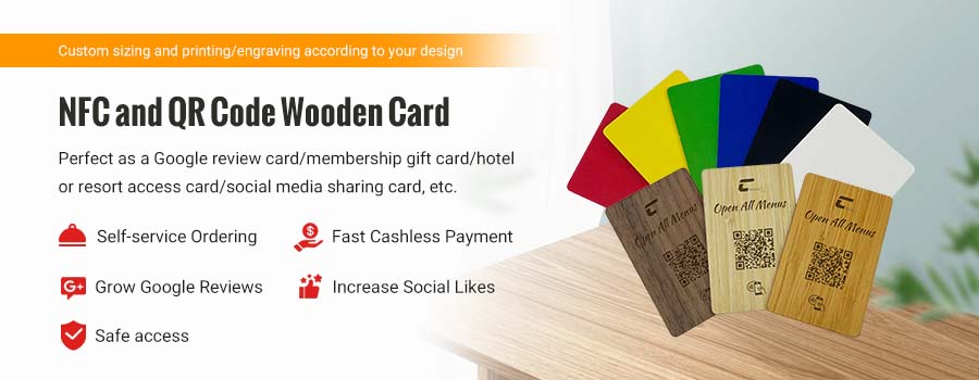 Colorful Bamboo NFC Cards with QR Code