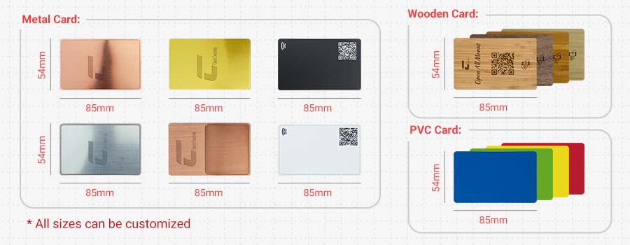 CXJ NFC And QR Code Card Size